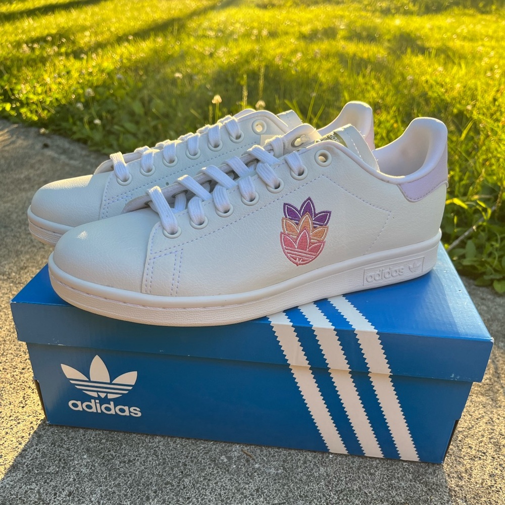 Adidas Stan Smith White Sneakers with Colorful Logo